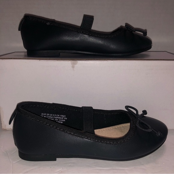 H&M Ballet Flat Shoes with Bow, Little Girl elastic foot strap Size 8.5 NWT - Picture 2 of 7
